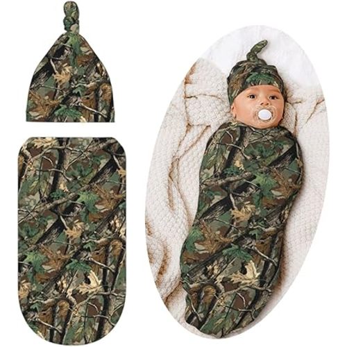 Camo Swaddle Blanket, Hunting Theme Soft Swaddling Blanket Baby Clothes, Camo Baby Stuff