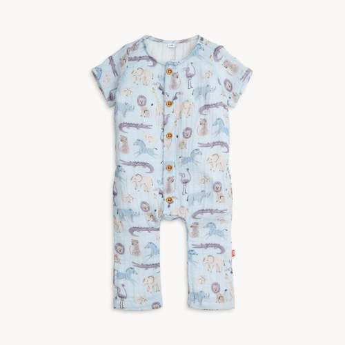 jungle jazz cotton gauze magnetic short sleeve romper – Magnetic Me