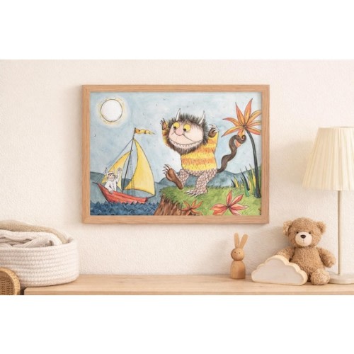 Framed Watercolor Monster Nursery Wall Art | Whimsical Storybook Creature | Wild One Theme | Kids Playroom Decor | Wild Character Print - Etsy