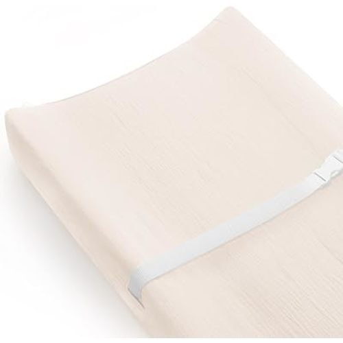 Changing Pad Cover for Baby Girls Boys, Muslin Changing Table Pad Covers with Boho Style, Neutral Color Soft and Breathable (Cream)
