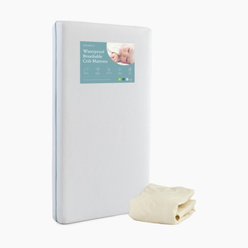 Soundly Waterproof Breathable Crib Mattress with Organic Pad - White