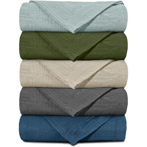 Muslin Receiving Blankets, Neutral Blanket Swaddling for Newborn Boys and Girls, 5 Pack Breathable and Skin-Friendly Swaddle Wrap for Infant Baby (Graceful Colors)