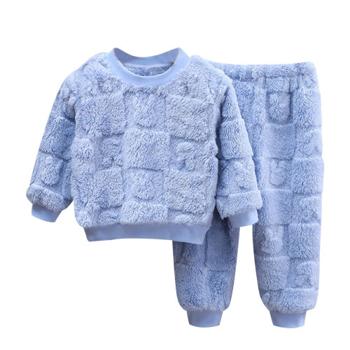 Baby Girl Outfits Children's Pajamas Boys' Jacquard Homewear Fuzzy Warm Two Piece Clothes Sets for Girls Size 12-18 Months