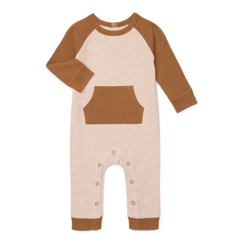 Garanimals Baby Boys Colorblock Waffle Jumpsuit One-Piece with Long Sleeves, Sizes 0M-24M