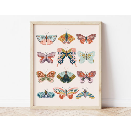 boho butterflies, printable art, digital print, girl's room decor, modern, retro, vintage decor, boho girl's nursery, butterfly wall art,