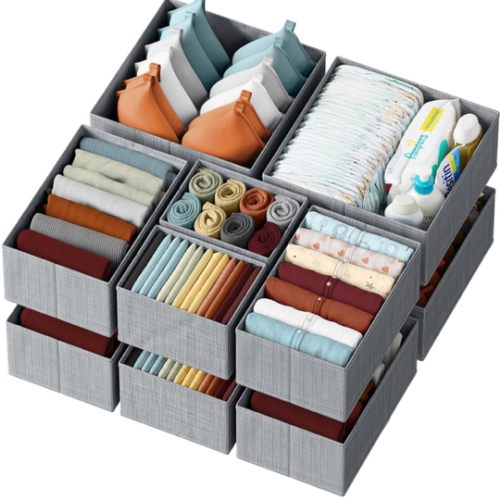 Amazon.com: Drawer Organizer Clothes Set of 12 Grey - Dresser Organizer For Nursery, Bedroom, Closet - The Perfect Baby Clothes Organizer and Storage & General Nursery Organization or Dresser Drawer Organizers : Baby