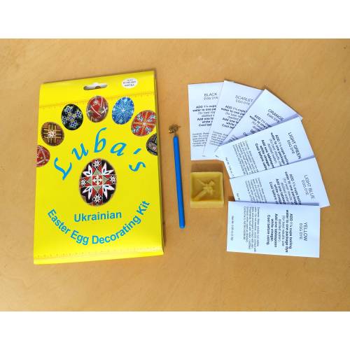 Delrin Ukrainian Egg Decorating Kit - 1 Medium Kistka, 6 Dyes - Learn to Make Pysanky Easter Eggs - Beginner Kit
