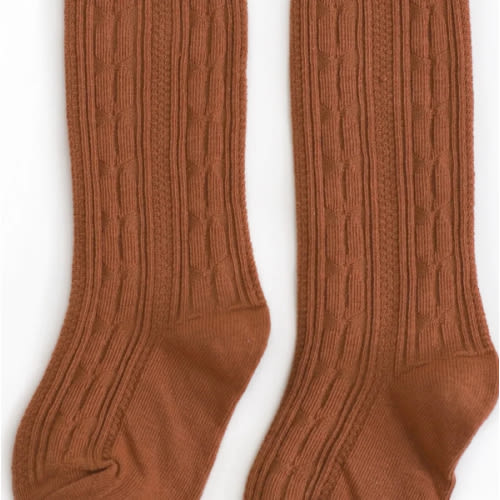 Sugar Almond Cable Knit Knee High Socks