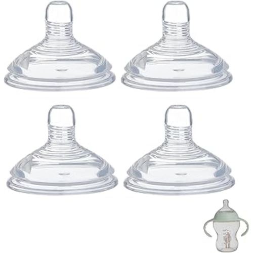 4 Pack Bottle Nipples Compatible with Tommee Tippee Natural Bottle, Replacement Soft Silicone Nipples, Breast-Like with Anti-Colic Valve (M, Medium Flow)