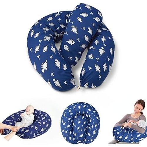 Multi-Functional Pregnancy Pillow - Ideal for Breastfeeding, Nursing, and Maternity Support with Removable Cover (Dinosaur)