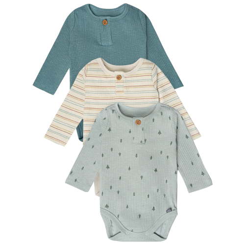 Modern Moments by Gerber Gender Neutral Long Sleeve Bodysuits, 3-Pack, Sizes 0/3 Months - 24 Months