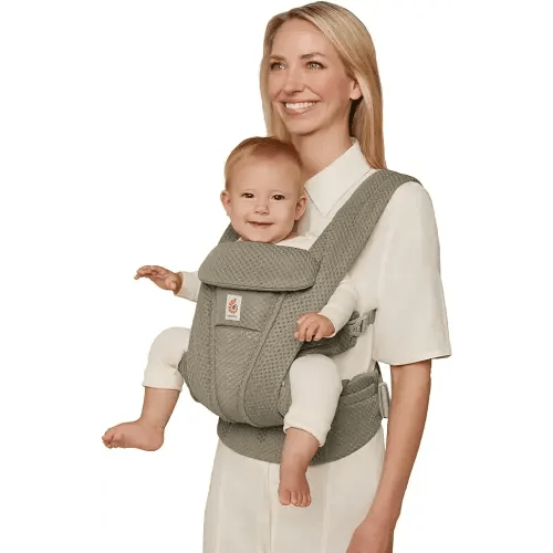 Ergobaby Omni Deluxe Baby Carrier Newborn to Toddler - Breathable Baby Carriers for Summer - All-Position Carrier with Enhanced Lumbar Support & Airflow (7-45 Pounds), Mesh, Soft Olive