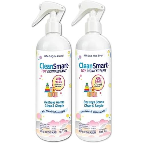 CleanSmart Toy Disinfectant Spray Kills 99.9% of Viruses and Bacteria, Rinse Free, 16 oz Bottle, (Pack of 2)