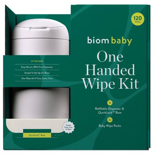 Biom 99% Water Hypoallergenic Baby Starter Kit - White - Fragrance Free - 120 wipes: Face, Hands, Nose, Whole Body, Diaper Area