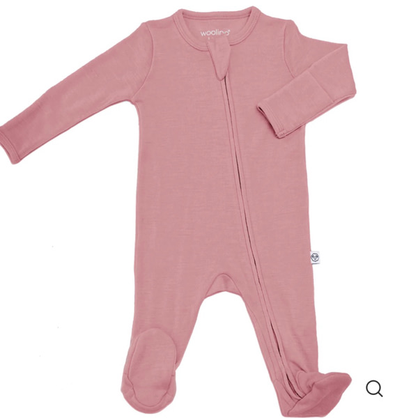 Footie Pajamas, Merino Wool, Blush