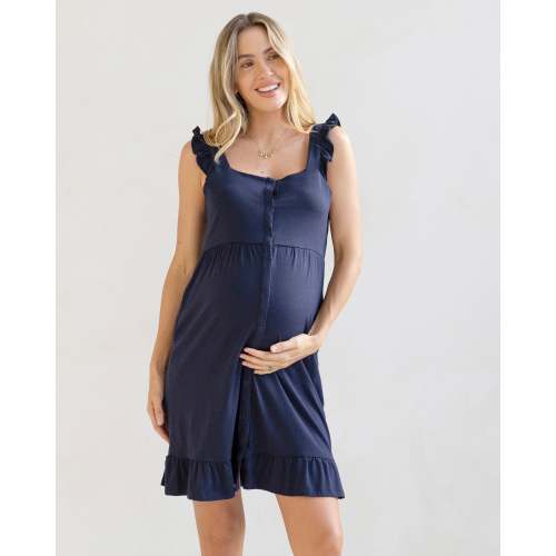 Grace Hospital Birthing Gown/Nightie with Nursing Access - Navy