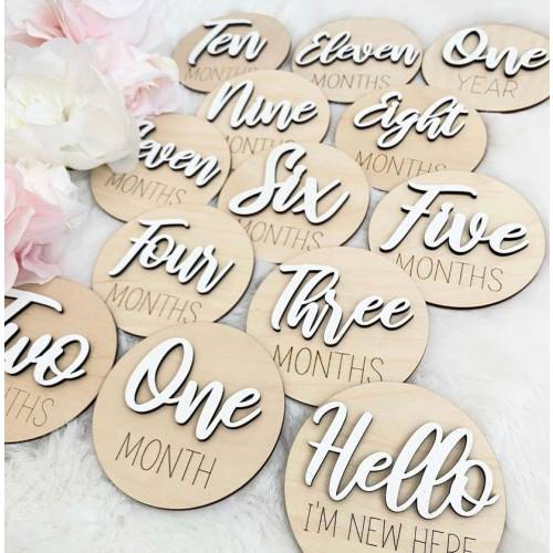 Wooden Monthly Milestone Baby Disc | Baby Milestone Cards | Monthly Milestone Markers for Baby Photos | Baby Photo Prop | Baby Shower Gift