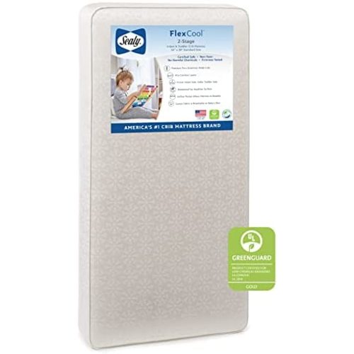 Sealy Baby Flex Cool 2-Stage Airy Dual Firmness Waterproof Standard Toddler & Baby Crib Mattress, 51.7”x 27.3"