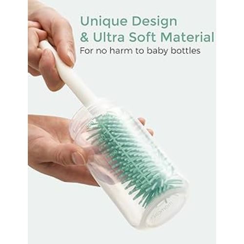 Amazon.com: Momcozy Bottle Brush Set - Baby Bottle Cleaner Kit with Silicone Brush, Nipple Brush, Straw Brush, Soap Dispenser, Drying Rack - 7 in 1 Bottle Cleaning Tool for Home and Travel, Green : Baby