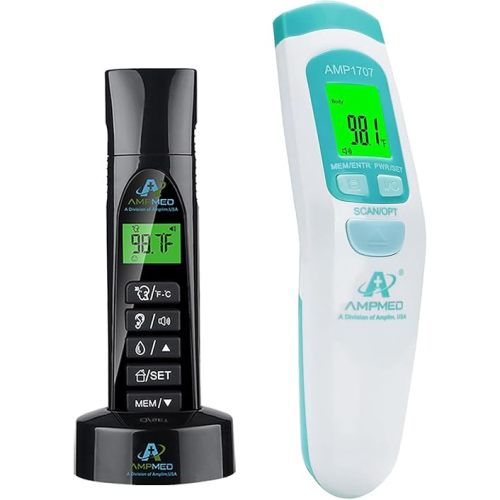 Amplim Deluxe HSA FSA No Touch Forehead Thermometer for Babies and Adults | Bundle Pack