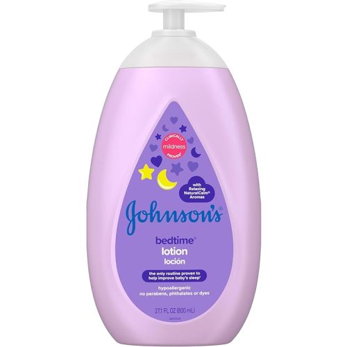 Johnson's Moisturizing Bedtime Baby Lotion with Coconut Oil & NaturalCalm Aromas to Help Relax Baby, Hypoallergenic & Free of Parabens, Phthalates & Dyes, Mild Baby Skin Care, 27.1 fl. oz