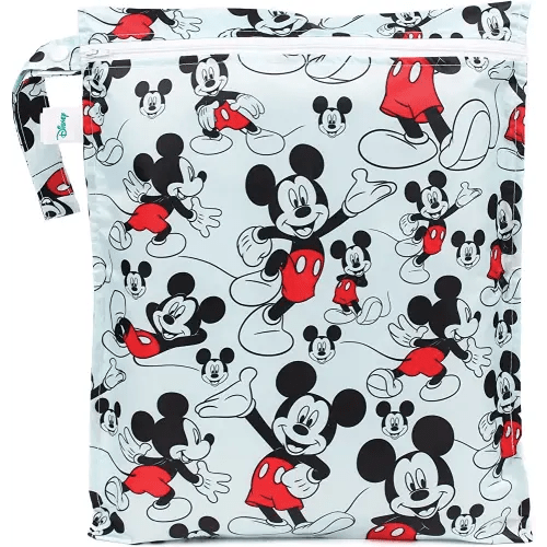 Bumkins Waterproof Wet Bag, Disney Washable, Reusable for Travel, Beach, Pool, Stroller, Diapers, Dirty Gym Clothes, Swimsuits, Toiletries, 12x14 – Mickey Mouse