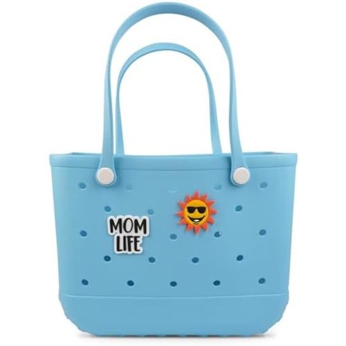 Beach Rubber Bag Tote Bag,Extra Large Waterproof Travel Women Handbag with Charms for Sports Beach Groceries Pool