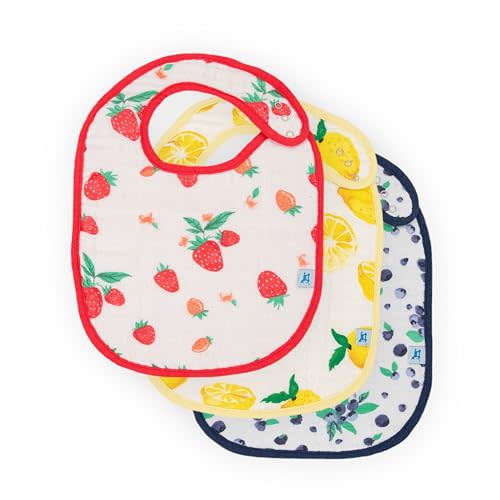 Little Unicorn Premium Classic Bib 3 pack | Adjustable as baby grows | Soft fabric on skin | Great for first time eaters (Berry Lemonade)