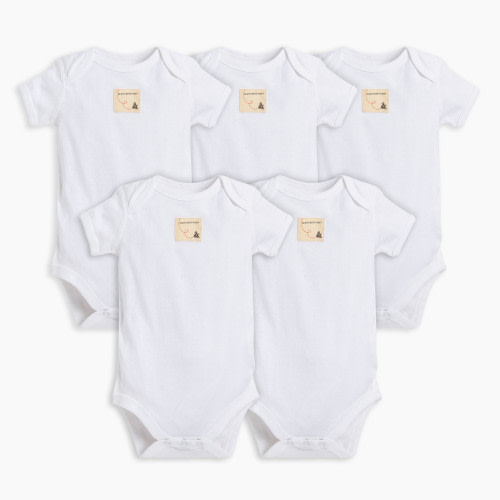 Burt's Bees Baby Organic Short Sleeve Bodysuit (5 Pack) - Cloud, 3-6 Months