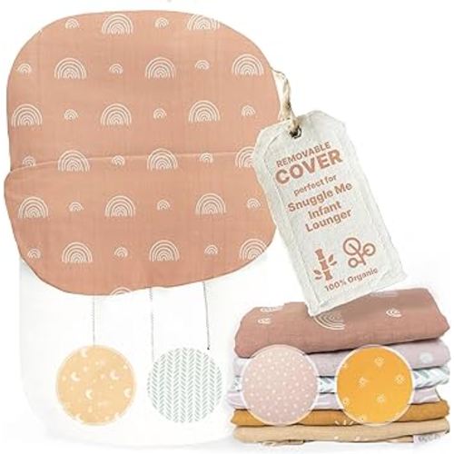 Snuggle Me Lounger Cover | Infant Lounger Cover for Snuggle Me Organic Lounger | 100% Organic Muslin Cotton and Rayon Fabric Blend | Replacement Slipcover