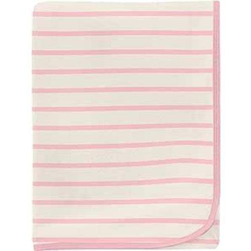 KicKee Pants Swaddling Blanket, Made from Luxuriously Soft KicKee Signature Blend Bamboo Fabric, Buttery Softness for Snuggling Your Baby (Lotus Sweet Stripe - One Size)