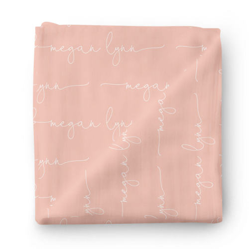 Personalized Lovely Pink Baby Name Swaddle Blanket - Script