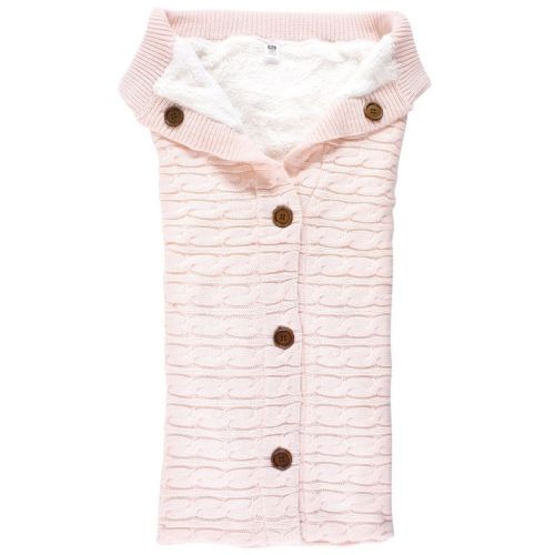 Hudson Baby Infant Girl Faux Shearling Knitted Baby Lounge Stroller Wrap Sack, Blushing Bride, One Size