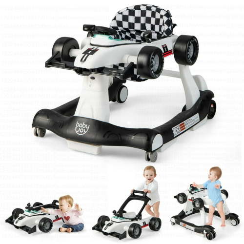 Costway 4-in-1 Baby Walker Foldable Activity Push Walker Adjustable White