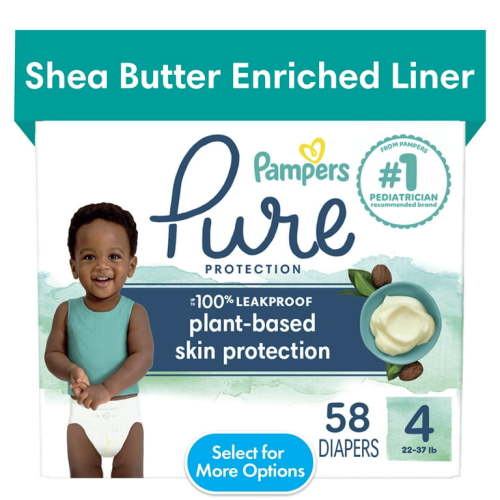 Pampers Pure Diapers Size 4, 58 Count (Select for More Options)