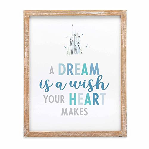 Disney Princess Cinderella Castle Wall Art - A Dream is a Wish Your Heart Makes - Cute Cinderella Framed Wood Wall Decor