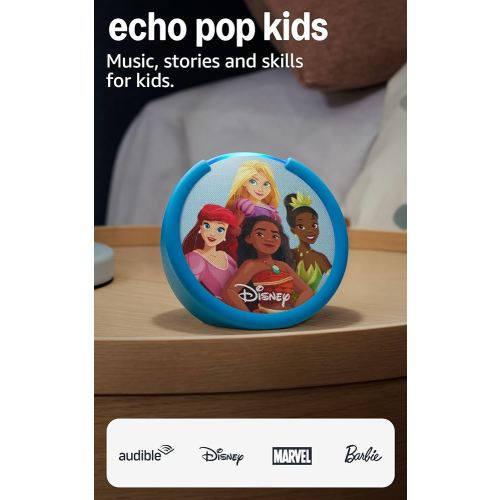 Amazon Echo Pop Kids (newest model), Designed for kids, Designed for Alexa+, parental controls, Includes 6 months of Amazon Kids+, Disney Princess