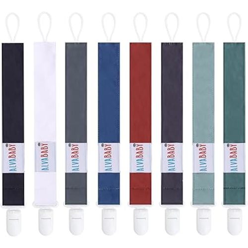 ALVABABY Pacifier Clips 8 Pack Paci Clip Holder Leashes Binky Fits Binkie Styles Teethers