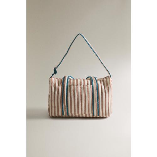 STRIPED DUFFLE BAG - Brick | ZARA United States