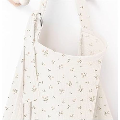 Muslin Nursing Covers for Breastfeeding, Privacy Breast Feeding Cover with Arch Neckline for Mom and Baby, Breathable 100% Cotton Nursing Apron Multi-use Stroller Cover (Pink Blossom)