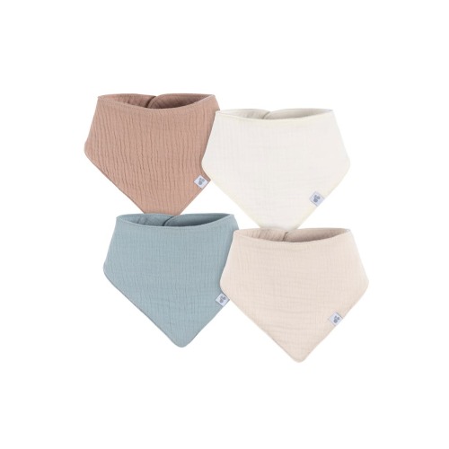 Muslin Bandana Bibs 4-Pack Neutral Colors, One Size