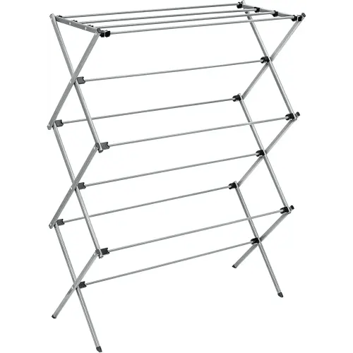 Honey-Can-Do Collapsible Laundry Drying Rack, Sturdy Steel, Foldable & Portable Clothes Drying Rack, Space-Saving Design, Indoor & Outdoor Drying, Ideal for Laundry Room 50lb Capacity, Silver