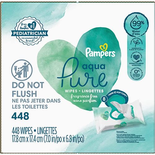 Pampers Aqua Pure Sensitive Baby Wipes, 448 count - Unscented - 448 Count