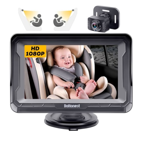 DoHonest Baby Car Camera HD 1080P - Rear-Facing Car Baby Monitor with Night Vision, Adjustable View Angle, Easy Setup, Anti-Glare Display, Safety for Kids & Infants