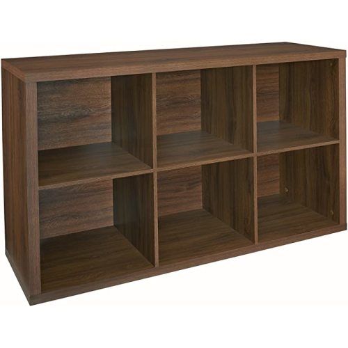 ClosetMaid 6 Cube Storage Shelf Organizer Bookshelf with Back Panel, Easy Assembly, Wood, Dark Chestnut Finish