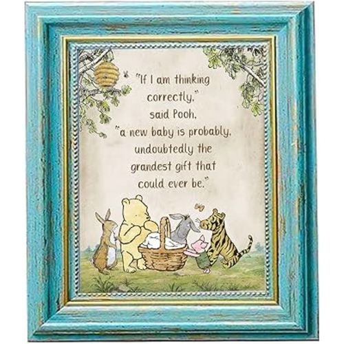 8 x 10 Inch Winnie Baby Shower Centerpiece Classic Pooh Quotes Table Sign Decor Cute Adding For Mommy-To-Be Party Kids 1 St Birthday Favors