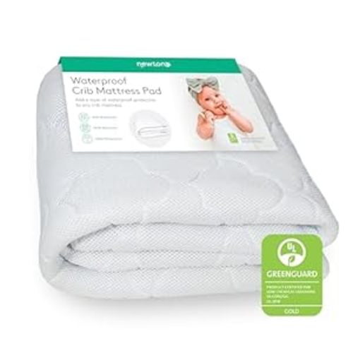 Newton Baby Waterproof Crib Mattress Pad | 100% Breathable Quilted Layer for Comfort & Universal Fitted Skirt for Secure Fit | Machine Washable | Crib Mattress Protector Pad Waterproof, 1 Pack