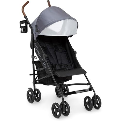 Delta Children 365 Plus Stroller - Lightweight Travel Stroller with Compact Fold, Iron