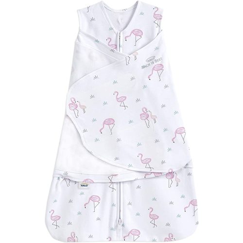 HALO 100% Cotton Sleepsack Swaddle, 3-Way Adjustable Wearable Blanket, TOG 1.5, Flamingos, Newborn (Pack of 1)