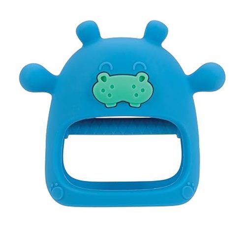 Nuby Silicone Wrist Teething Mitten - Baby Teether Ring - 3+ Months - Hippo - 6-12+ Month